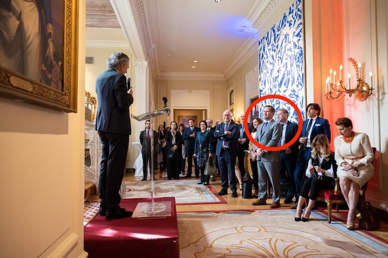 French intellectual Bernard-Henri Lévy speaks to the audience—including National Security Adviser Mike Waltz and The Atlantic editor Jeffrey Goldberg—during the 2021 launch of his documentary.