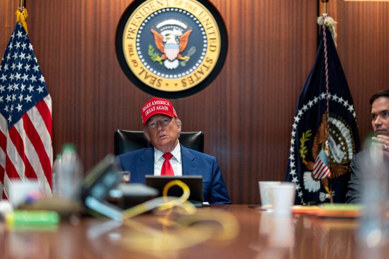 U.S. President Donald Trump holds a meeting in the Situation Room at the White House in Washington, D.C., U.S. June 21, 2025.