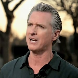 California Governor Gavin Newsom speaks with MSNBC's Meet the Press on Jan 12, 2025.