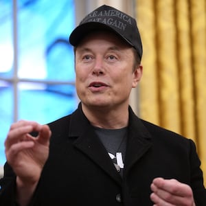 Tesla and SpaceX CEO Elon Musk delivers remarks as he joins U.S. President Donald Trump during an executive order signing in the Oval Office at the White House on February 11, 2025 in Washington, DC.