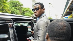 A photo of Jonathan Majors after court