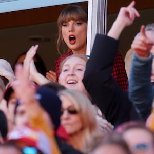 Taylor Swift reacts while watching the Kansas City Chiefs.