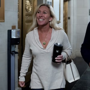 Marjorie Taylor Greene (R-GA) arrives at the Longworth House Office Building 