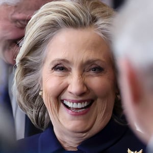 Hillary Clinton smiles at the 2025 inauguration of U.S. President-elect Donald Trump.