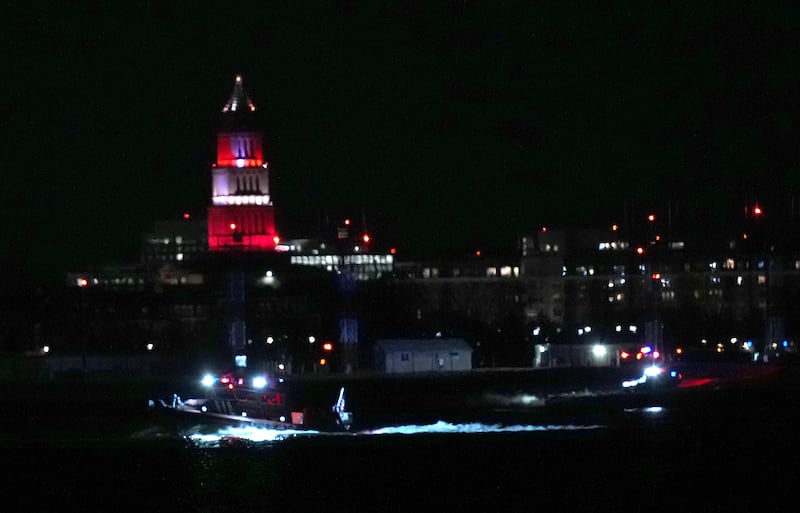 Emergency response units conduct search and rescue operations in the Potomac River near Ronald Reagan Washington Airport on January 30, 2025 in Washington, DC.