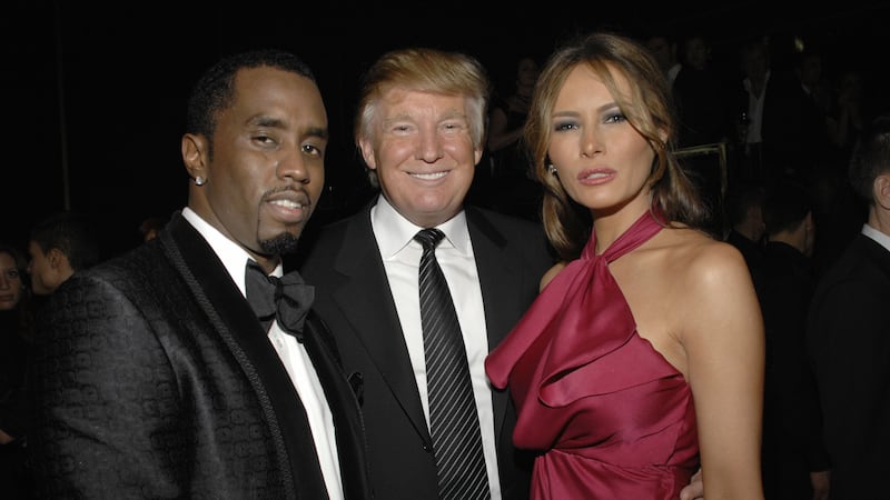 Diddy, Donald Trump and Melania Trump together in February 6, 2008 in New York City.