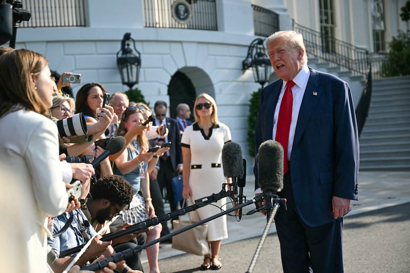President Donald Trump told reporters while departing the White House on Friday that he is "allowed" to pardon Jeffrey Epstein's partner Ghislaine Maxwell, but he had not thought about it.