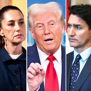 Claudia Sheinbaum, Donald Trump, and Justin Trudeau.