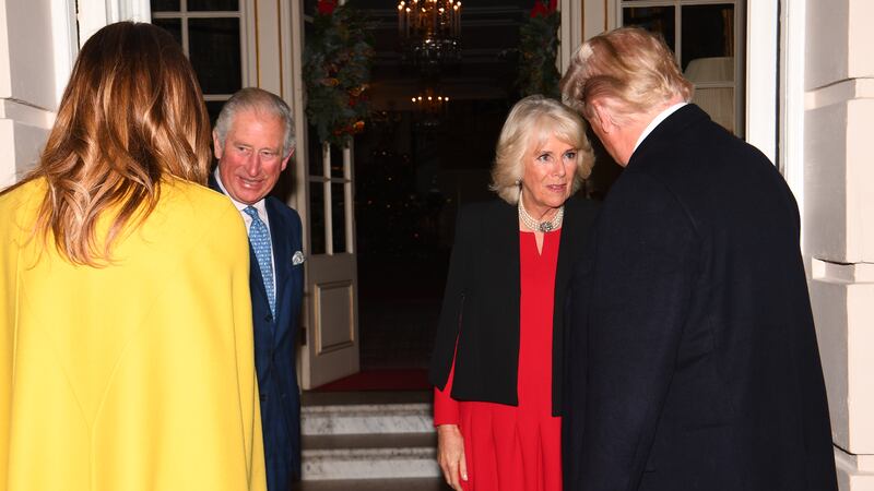 LONDON, ENGLAND - DECEMBER 03: Prince Charles, Prince of Wales and Camilla, Duchess of Cornwall greet US President Donald Trump and wife Melania as they arrive at Clarence House on December 3, 2019 in London, England. France and the UK signed the Treaty of Dunkirk in 1947 in the aftermath of WW2 cementing a mutual alliance in the event of an attack by Germany or the Soviet Union. The Benelux countries joined the Treaty and in April 1949 expanded further to include North America and Canada followed by Portugal, Italy, Norway, Denmark and Iceland. This new military alliance became the North Atlantic Treaty Organisation (NATO). The organisation grew with Greece and Turkey becoming members and a re-armed West Germany was permitted in 1955. This encouraged the creation of the Soviet-led Warsaw Pact delineating the two sides of the Cold War. This year marks the 70th anniversary of NATO. (Photo by Victoria Jones - WPA Pool/Getty Images)