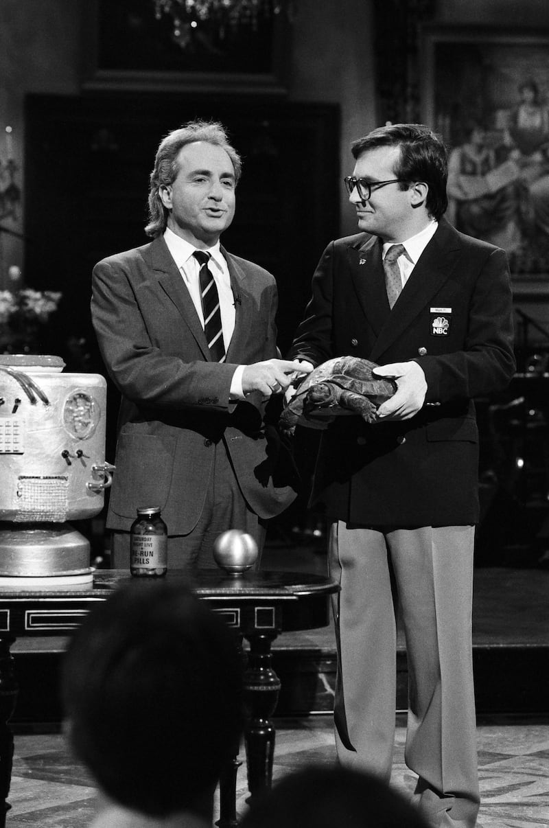 Lorne Michaels, Bob Odenkirk as NBC Page during the 'SNL in the 90s' skit