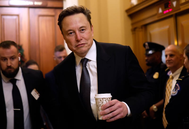 Elon Musk, Co-Chair of the newly announced Department of Government Efficiency (DOGE), arrives on Capitol Hill earlier this month.