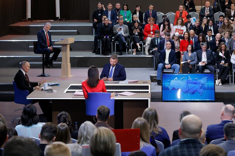 Putin during his annual end-of-year press conference and phone-in, in Moscow