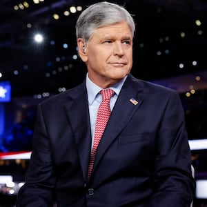 MILWAUKEE, WISCONSIN - JULY 15: Fox News anchor Sean Hannity interviews Republican vice presidential candidate, U.S. Sen. J.D. Vance (R-OH) (not seen) on the first day of the Republican National Convention at the Fiserv Forum on July 15, 2024 in Milwaukee, Wisconsin. Delegates, politicians, and the Republican faithful are in Milwaukee for the annual convention, concluding with former President Donald Trump accepting his party's presidential nomination. The RNC takes place from July 15-18. (Photo by Anna Moneymaker/Getty Images)