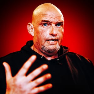 A photo illustration of Sen. John Fetterman.