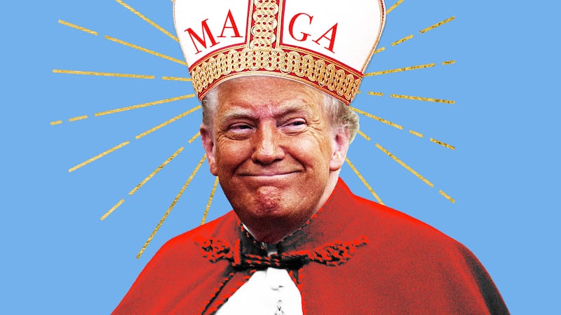 A photo illustration of Donald Trump as the MAGA Pope.
