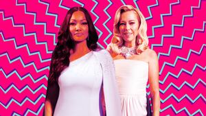 A photo illustration of Garcelle Beauvais and Sutton Stracke from RHOBH.