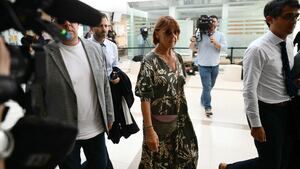 Gisele Pelicot arrives at the courthouse during the trial of her husband accused of drugging her for nearly ten years and inviting strangers to rape her at their home in Mazan, a small town in the south of France, in Avignon, on September 2, 2024. 