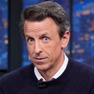 LATE NIGHT WITH SETH MEYERS -- "CORRECTIONS: Week of June 9, 2025" Episode 1663 -- Pictured: Host Seth Meyers during "CORRECTIONS" on June 12, 2025 -- (Photo by: Lloyd Bishop/NBC via Getty Images)