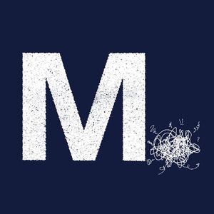 Illustration of the M logo from The Messenger with the period as a mess of jumbled scribble and doodles.