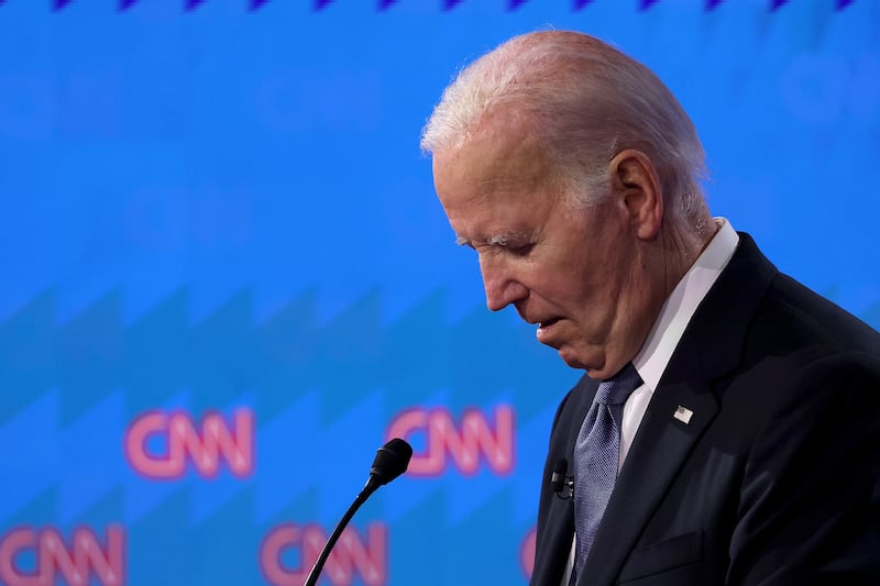 Joe Biden participates in the CNN Presidential Debate at the CNN Studios on June 27, 2024 in Atlanta, Georgia.