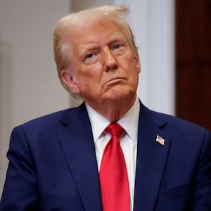 U.S. President Donald Trump appears at a news conference in the Roosevelt Room of the White House on January 21, 2025 in Washington, DC.