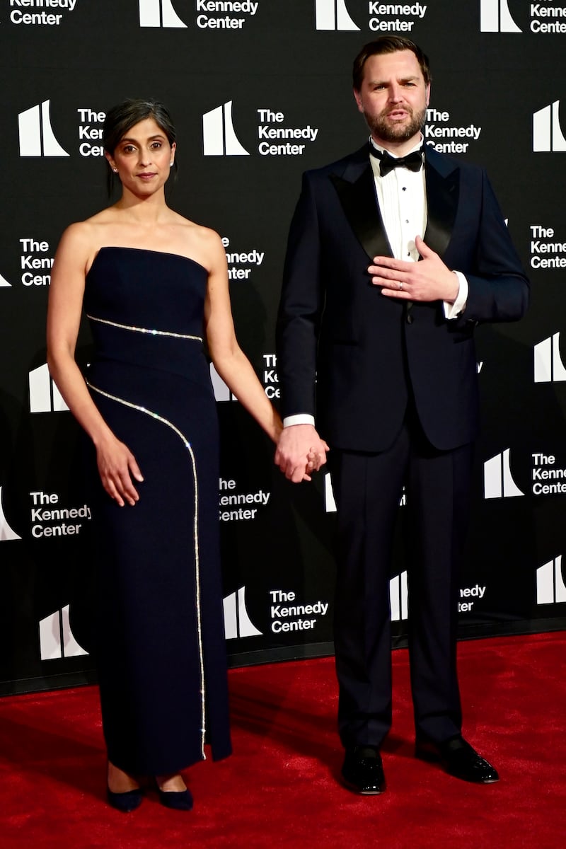 Usha Vance and U.S. Vice President JD Vance attend the opening night of "Les Misérables" at The Kennedy Center on June 11, 2025 in Washington, DC.