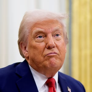 President Donald Trump gestures while speaking during an executive order signing event in the Oval Office of the White House on March 31, 2025 in Washington, D.C.