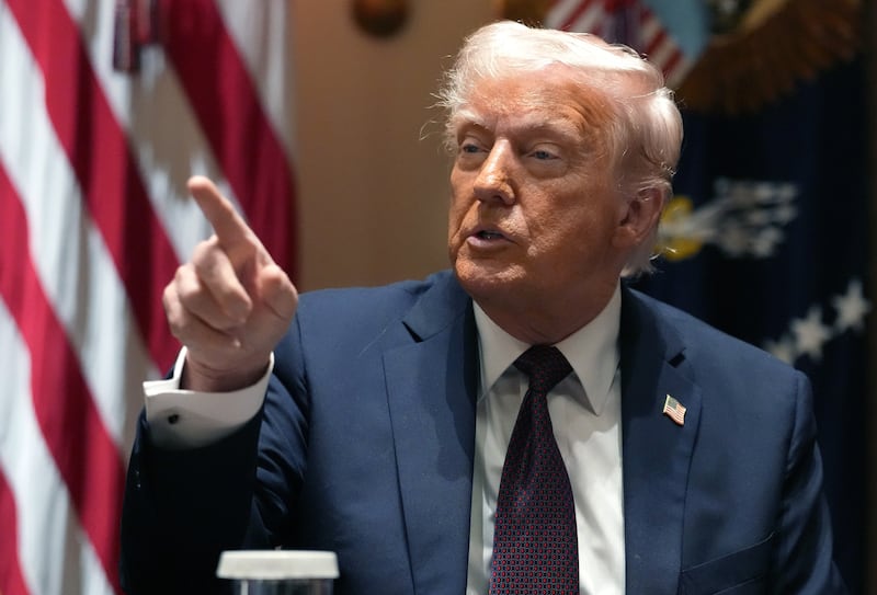 U.S. President Donald Trump delivers remarks during a Cabinet meeting at the White House on March 24, 2025 in Washington, DC.