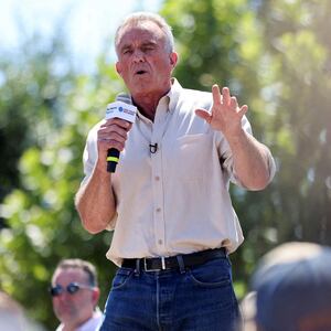presidential candidate Robert F. Kennedy Jr. delivers his political soapbox speech at the Iowa State Fair