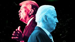 A photo illustration of Donald Trump and President Joe Biden.