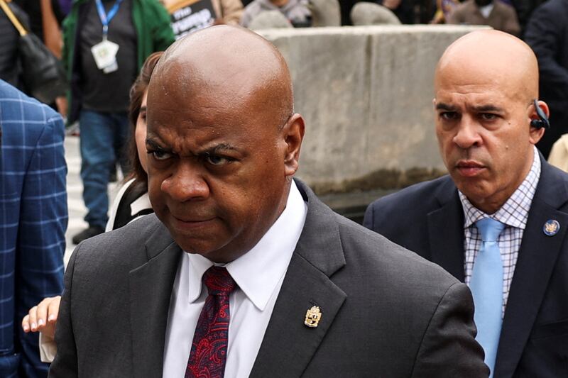 Ras Baraka, Mayor of Newark and New Jersey's Democratic candidate for governor, walks outside the Newark Federal Courthouse, in Newark