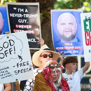 People attend the "Vance not welcome party" protest, organised by Everybody Hates Elon and Stop Trump Coalition, as U.S. Vice President JD Vance spends his holiday nearby, in Charlbury, Cotswolds, Britain, August 12, 2025. REUTERS/Toby Melville