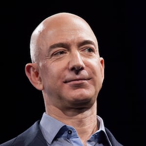 SEATTLE, WA - JUNE 18: Amazon.com founder and CEO Jeff Bezos presents the company's first smartphone, the Fire Phone, on June 18, 2014 in Seattle, Washington.