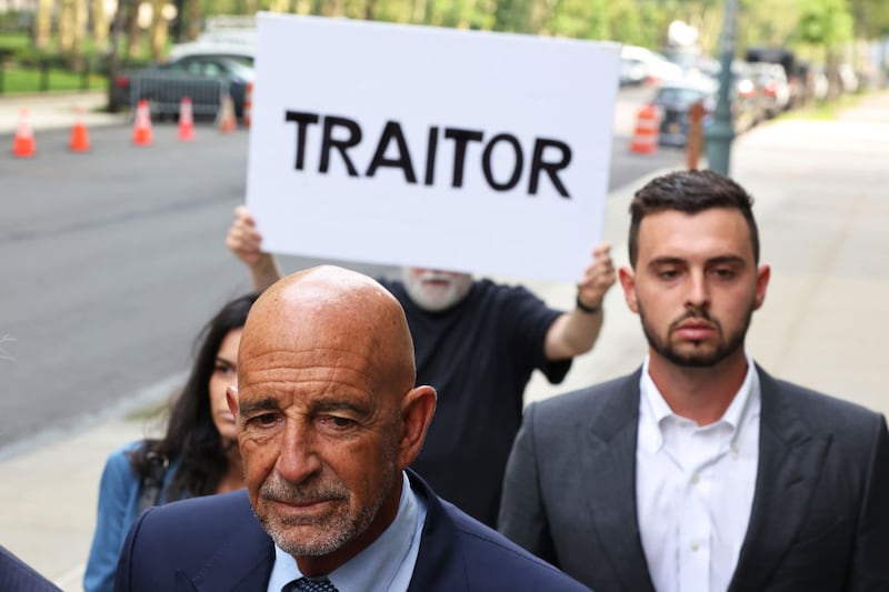 NEW YORK, NEW YORK - JULY 26: Thomas Barrack, a close adviser to former President Donald Trump and chair of his inaugural committee, arrives for a court appearance at the U.S. District Court of Eastern District of New York on July 26, 2021 in Downtown Brooklyn in New York City. Barrack was charged last week along with Matthew Grimes and Rashid Sultan Rashid Al Malik Alshahhi for alleged work between April 2016 and April 2018 acting as agents of the United Arab Emirates. The indictment also claims that Barrack attempted to influence foreign policy positions for then presidential candidate Donald Trump and the incoming Trump administration.   (Photo by Michael M. Santiago/Getty Images)