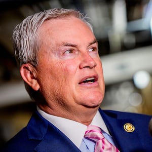 WASHINGTON, DC - MAY 6: Rep. James Comer (R-KY) speaks to a reporter as he arrives for a House Republican conference meeting at the U.S. Capitol on May 6, 2025 in Washington, DC. House Republicans are meeting to discuss their reconciliation budget plan. (Photo by Andrew Harnik/Getty Images)