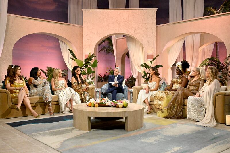 Jennifer Tilly, Sutton Stracke, Garcelle Beauvais, Kyle Richards, Andy Cohen, Dorit Kemsley, Bozoma Saint John, Erika Jayne, and Kathy Hilton