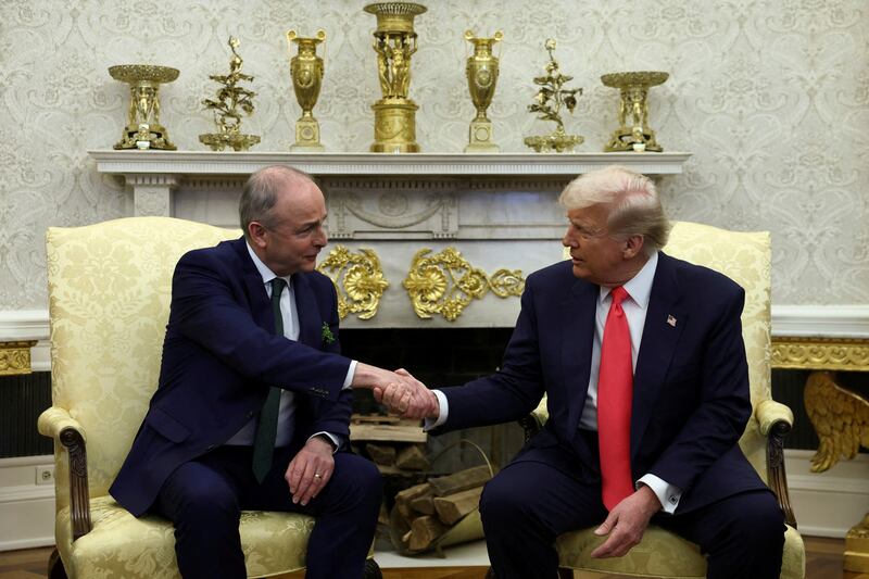 Donald Trump meets with Ireland’s prime minister Micheal Martin in the Oval Office on Wednesday.