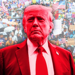 Donald Trump, No Kings protest photo illustration