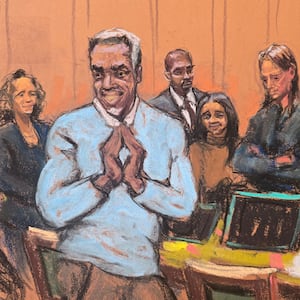 Sean "Diddy" Combs gestures during his sex trafficking trial in New York on June 26, 2025 in this courtroom sketch.