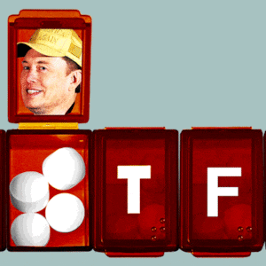 Weekly pill case reading WTF with Elon Musk's face popping up