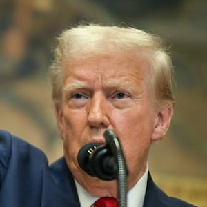 U.S. President Donald Trump speaks in the Roosevelt Room at the White House.