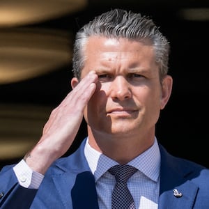 Pete Hegseth salutes in Washington, D.C.