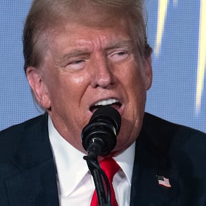 Former US President and Republican presidential candidate Donald Trump addresses the Libertarian National Convention in Washington, DC, May 25, 2024.