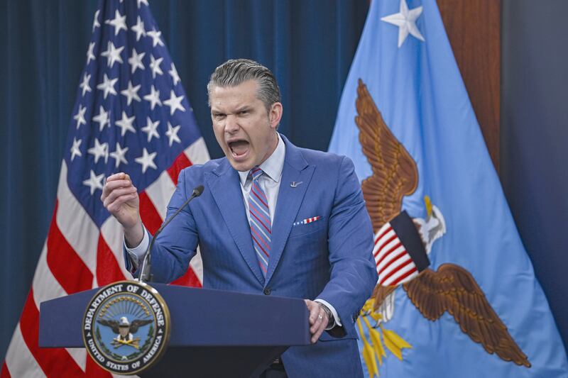 Defense Secretary Pete Hegseth holds a press conference at the Pentagon on June 26, 2025.