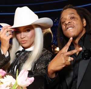 LOS ANGELES, CALIFORNIA - FEBRUARY 04: (L-R) Beyoncé and Jay-Z attend the 66th GRAMMY Awards at Crypto.com Arena on February 04, 2024 in Los Angeles, California. (Photo by Kevin Mazur/Getty Images for The Recording Academy)