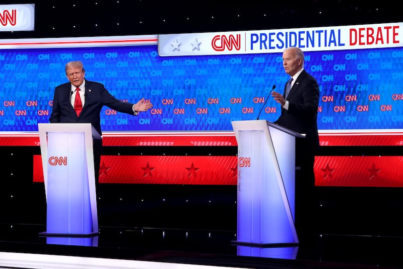 Biden and then-Republican presidential candidate Donald Trump at the debate on June 27, 2024.