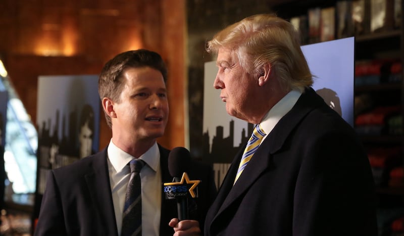 NEW YORK, NY - JANUARY 20:  Donald Trump (R) is interviewed by Billy Bush of Access Hollywood at "Celebrity Apprentice" Red Carpet Event at Trump Tower on January 20, 2015 in New York City.  (Photo by Rob Kim/Getty Images)