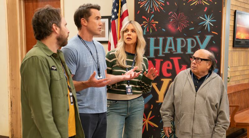 Charlie Day, Rob McElhenney, Kaitlin Olson, and Danny DeVito.