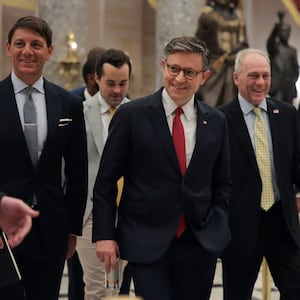Speaker of the House Mike Johnson (R-LA) leaves the House Chamber during a procedural vote on the One Big Beautiful Bill Act in the U.S. Capitol on July 02, 2025 in Washington, DC.