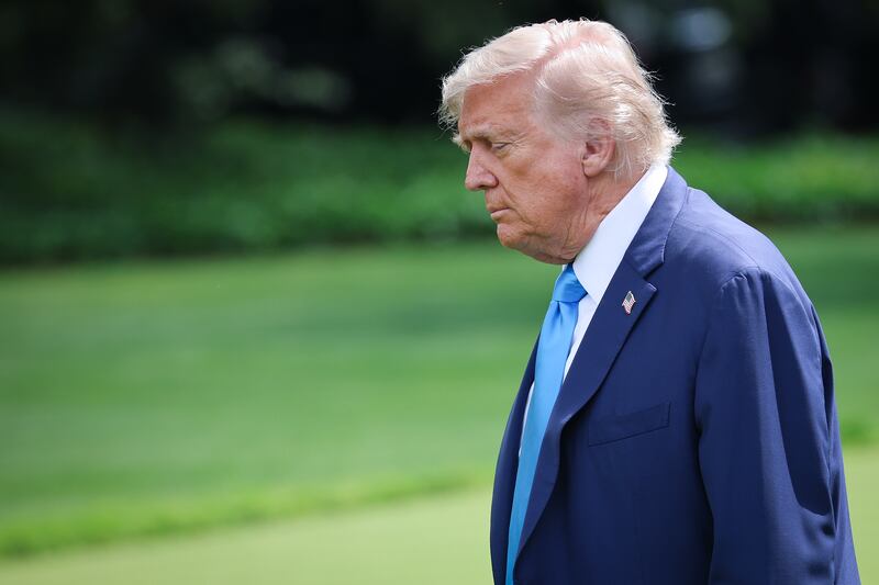 President Donald Trump departs the White House on June 06 to head to Bedminster, New Jersey without taking reporters' questions outside the White House amid his nasty breakup with Elon Musk.